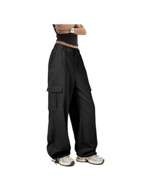 Zando Women's Baggy Cargo Pants High Waisted Wide Leg Parachute Joggers